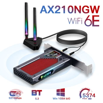 fenvi WiFi 6E Intel AX210 RGB PCIe Беспроводной Адаптер Bluetooth 5,2 Сетевая карта Трехдиапазонная 2,4 G/5G/6GHz 802.11AX Win 10 Для настольных компьютеров