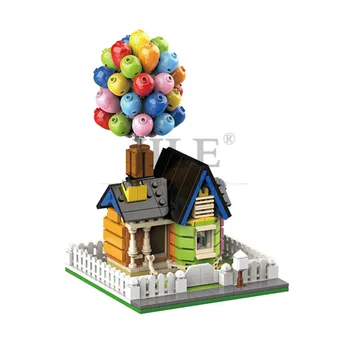 Moc Flying Balloon House Up 7025 Подвесной дом DIY Строительные кирпичные блоки Вид на улицу города Совместим с собранной деталью подарка