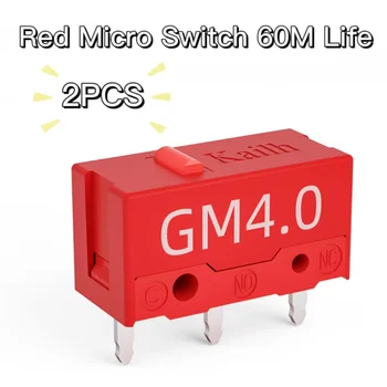 2 шт. Красный микропереключатель 60M Life Игровая мышь 3 Pin Red Dot Используется на компьютерных мышах Левая правая кнопка GM4.0