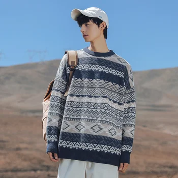 Мужской свитер с круглым вырезом, Мужская осенне-зимняя новинка 2022 года, Модная Свободная рубашка Fairland