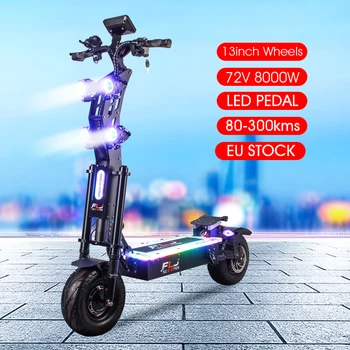FLJ Модернизированный электрический скутер fat wheel мощностью 8000 Вт 13 дюймов 72 В с диапазоном 90-130 км, двухмоторный e-велосипед Big wheel для взрослых E-Scooter