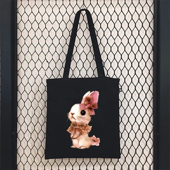 Сумка для покупок с маленькими животными из мультфильма аниме, Холщовая сумка для покупок, Многоразовая сумка-тоут, сумка через плечо, Складная сумка на заказ, Холщовая сумка