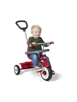 Радиофлаер, прогулочный трехколесный велосипед 3 в 1, Трехколесный велосипед растет вместе с ребенком, красный