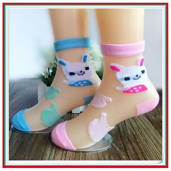 6 Пар/лот, Детские носки для девочек, Летние детские сетчатые носки с мультяшным кроликом для маленьких девочек, эластичные носки для девочек Оптом
