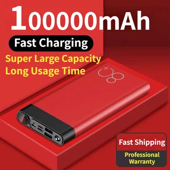100000mAh Power Bank Быстрая зарядка USB Большой емкости Быстрая зарядка Портативный Powerbank для Samsung Xiaomi Mi iPhone Бесплатная доставка