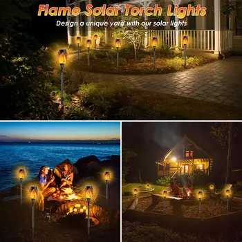 8 пакетов фонариков на солнечных батареях с мигающим пламенем, используемых для украшения сада, водонепроницаемые