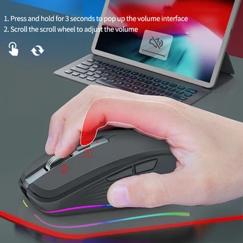 M303 Беспроводная двухрежимная перезаряжаемая мышь 2.4G Bluetooth с RGB подсветкой, мышь для настольного ноутбука, игровая мышь для настольного ноутбука